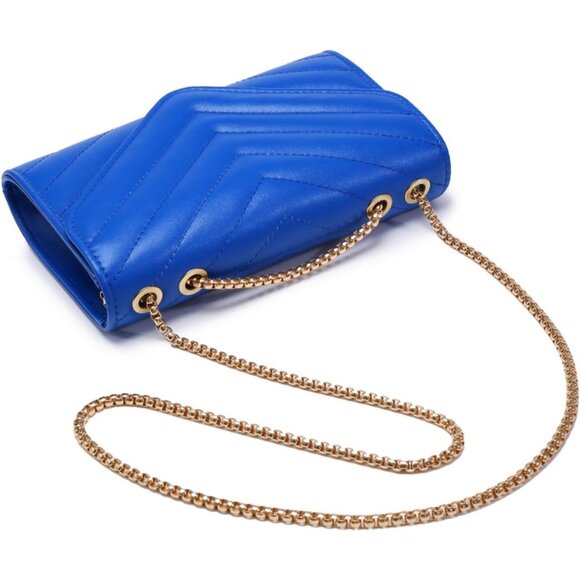 ⚡ Women's Blue Stylish Evening Clutch Chain Shoulder Strap Crossbody Bag - Picture 6 of 6